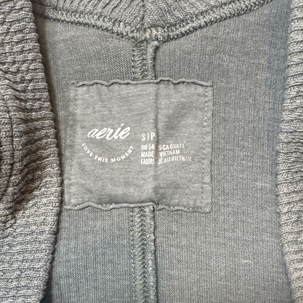 Aerie Washed Sage Green Waffle V‑Neck Pullover - Picture 3 of 4